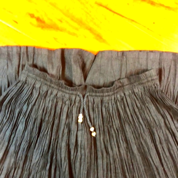 Vintage Access Wrinkled Elastic High Waisted Drawstring Skirt - Picture 5 of 9